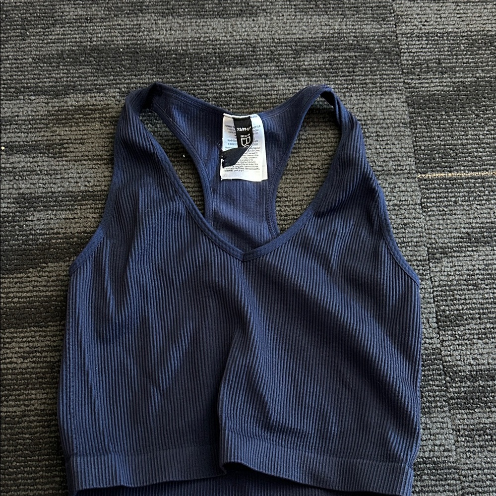 Women's Navy Ribbed Tank Top